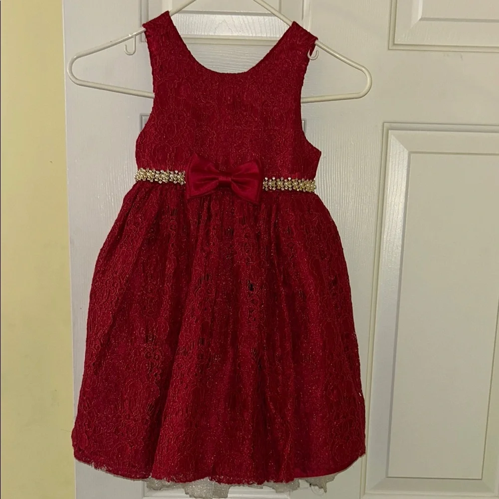 Floral Blue/green and Red Lace Kids Dresses - Picture 4 of 11